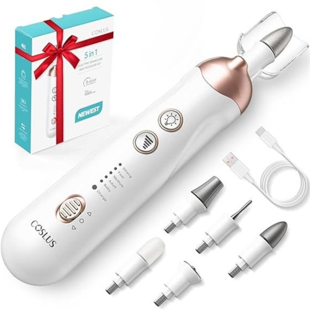 Professional Manicure Pedicure Kit:5 in 1 Electric Nail File Set Toenail Grinder - Picture 7 of 7